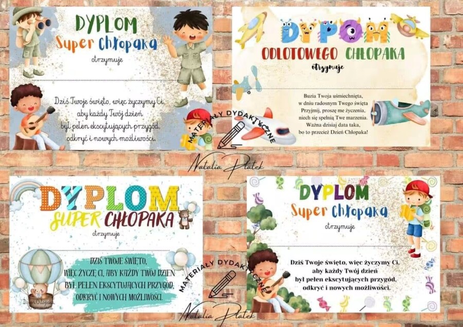 Dyplomy dla chłopców - Dzień Chłopaka