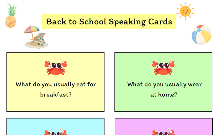 Speaking Cards Back to school