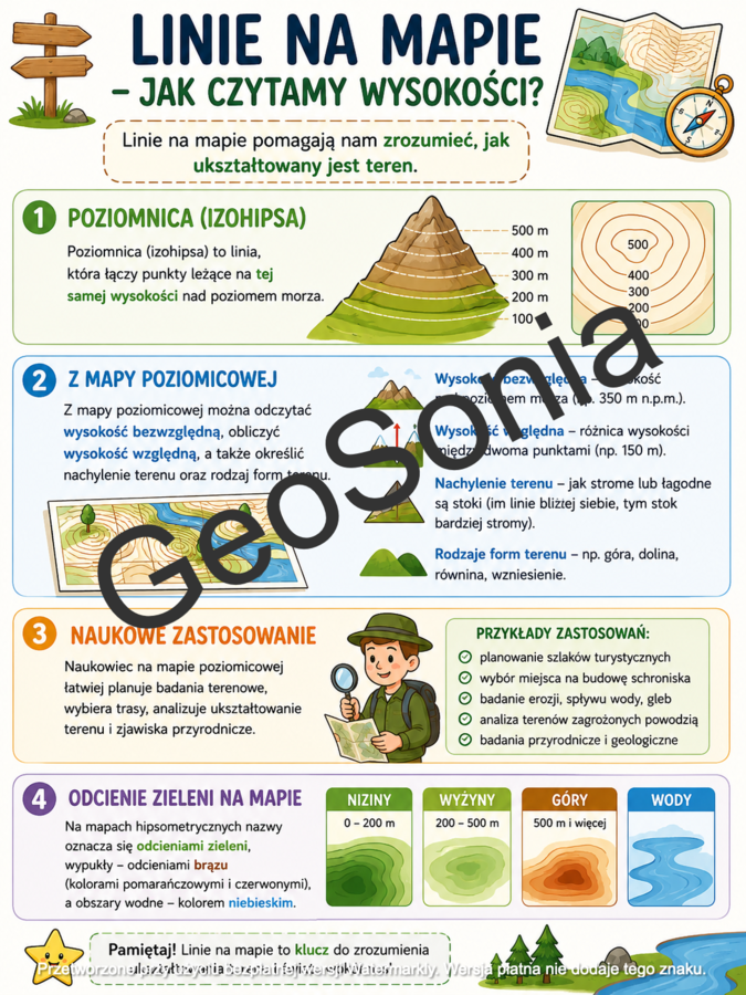 Ukształtowanie powierzchni na mapie geografia klasa 5 sketchnotka