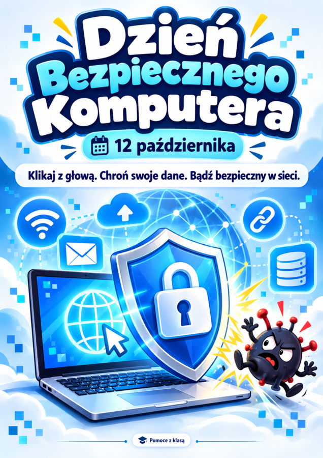 12 października – Dzień Bezpiecznego Komputera | gazetka + quiz, kl. 4–8