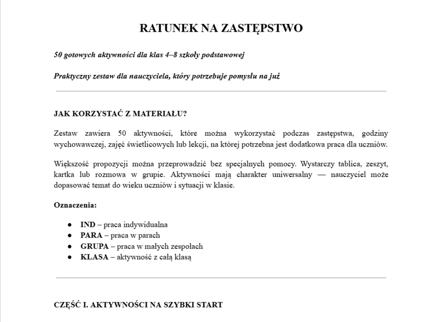 Ratunek na zastępstwo.