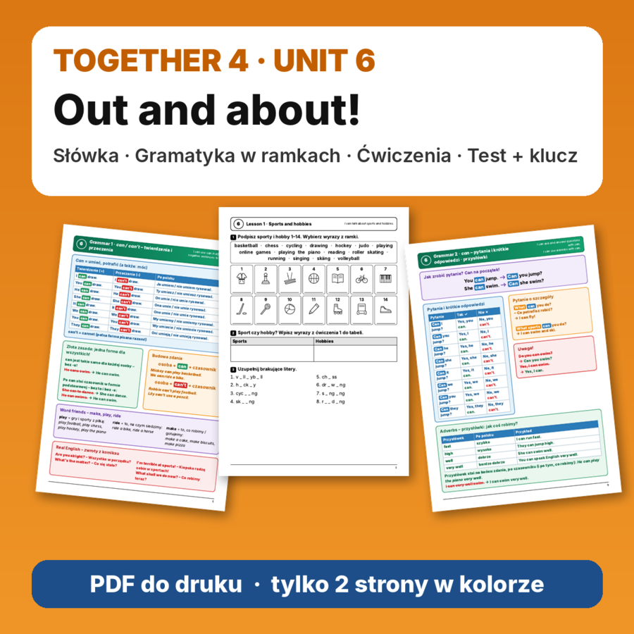 Together 4 – Unit 6 Out and about! – e-book: słówka, gramatyka, ćwiczenia, test próbny