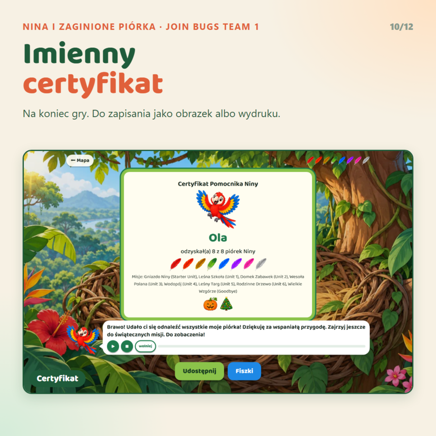 Gra interaktywna Join Bugs Team 1, Starter Unit - Unit 6 (rodzic-uczeń)