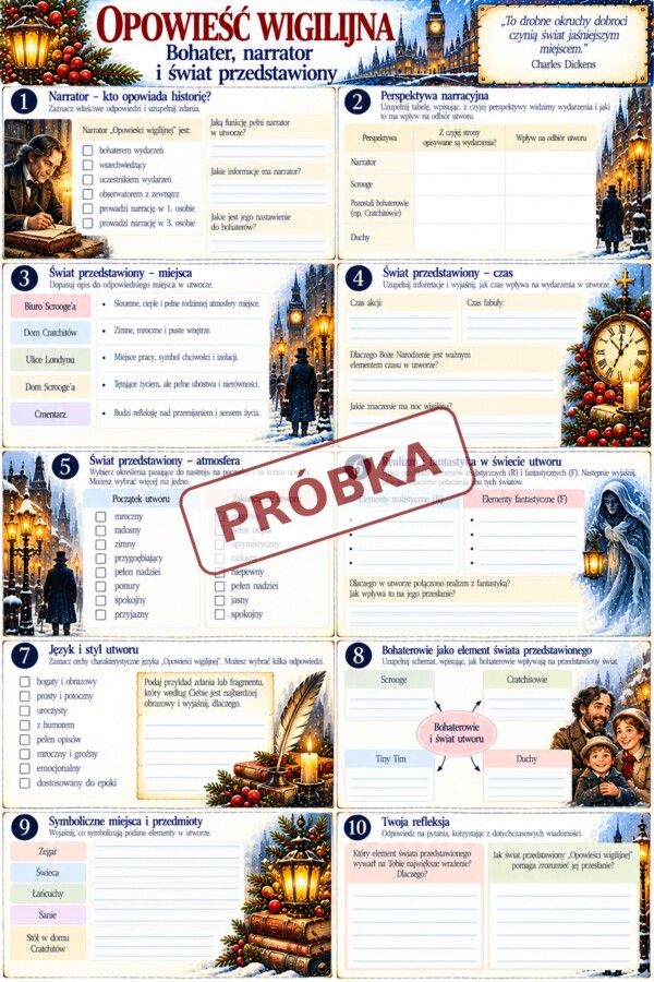 OPOWIEŚĆ WIGILIJNA - PAKIET 10 KART PRACY + ODP.