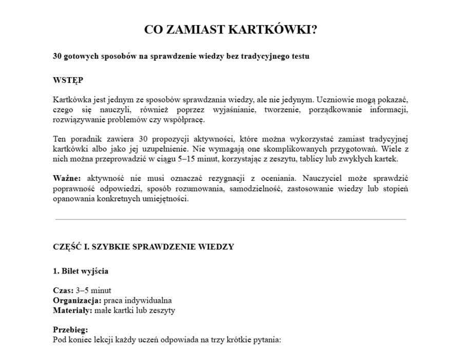 Co zamiast kartkówki?