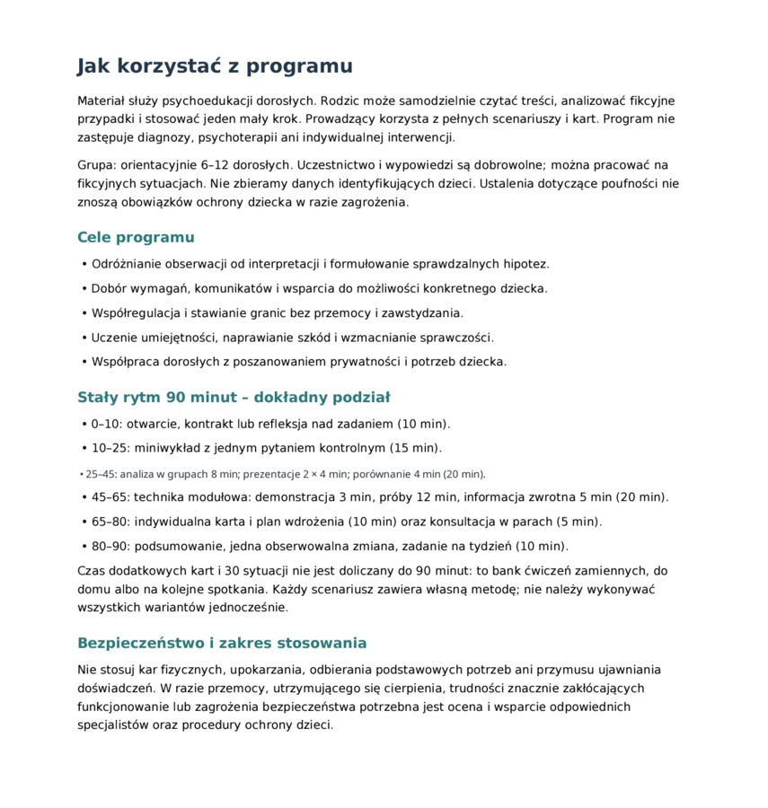 Trening Umiejętności Wychowawczych – Część I. Dziecko w wieku 3–10 lat