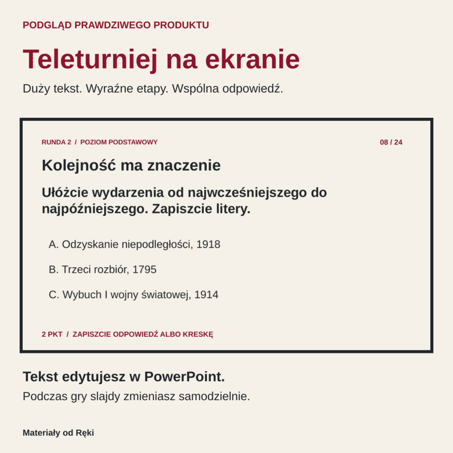 11 listopada - MISJA NIEPODLEGŁA, teleturniej i quiz klasowy, klasy 4-8, PPTX + PDF