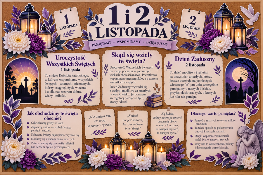 1 i 2 listopada – Wszystkich Świętych i Dzień Zaduszny | Gazetka szkolna PDF do druku