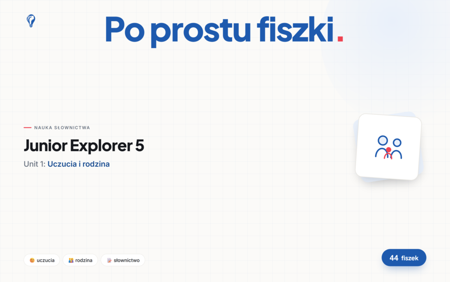 Fiszki do Unitu 1, Junior Explorer 5