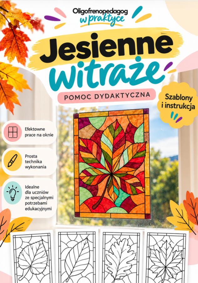 Jesienne witraże – szablony na lekcję zajęć kształtujących kreatywność!