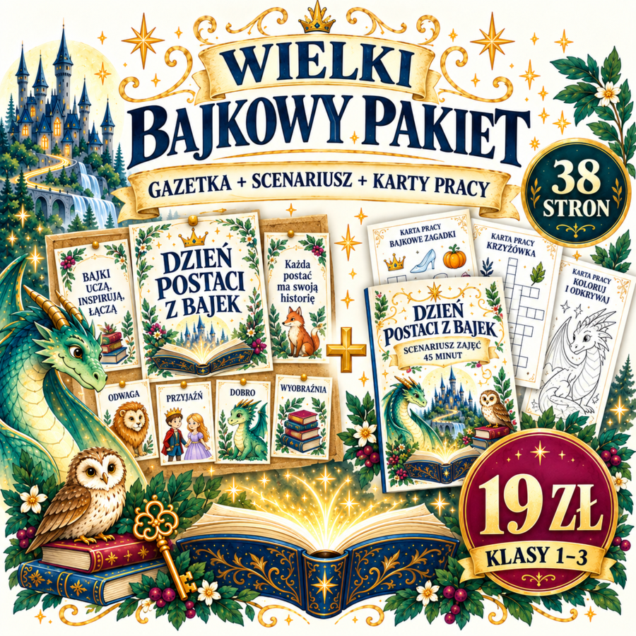 🧚‍♀️📚 DZIEŃ POSTACI Z BAJEK – WIELKI PAKIET 2 W 1! 📚🧚‍♂️