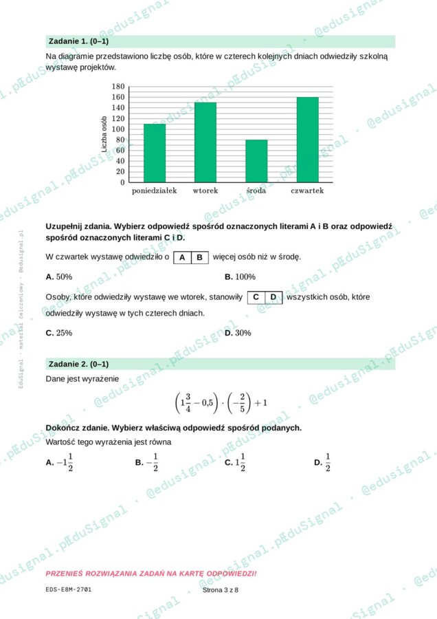 Egzamin ósmoklasisty matematyka — 5 próbnych arkuszy zgodnych z CKE, klasa 8 (+ klucz odpowiedzi i zasady oceniania)