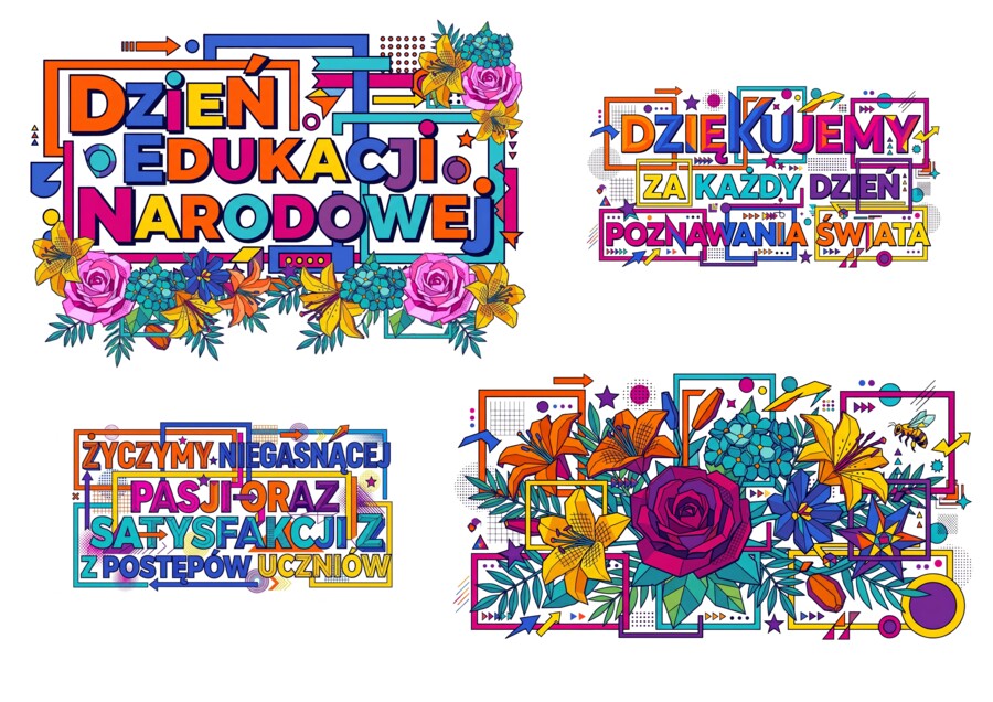 Duży Zestaw Dekoracyjny XXL na Dzień Edukacji Narodowej / Dzień Nauczyciela – Napis, Życzenia, Podziękowania i Bukiet (XXL) |