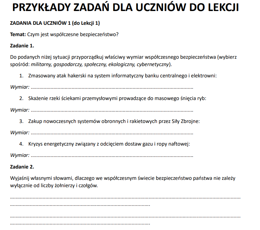 Przykładowe scenariusze lekcji, zadania i sprawdziany EDB szkoła średnia