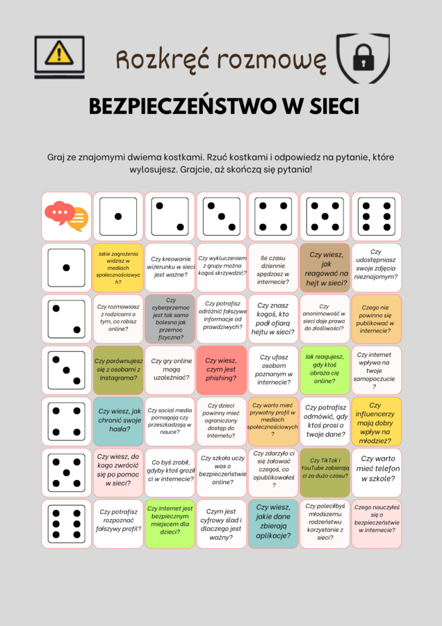 plansza do gry, bezpieczeństwo w sieci/ pdf