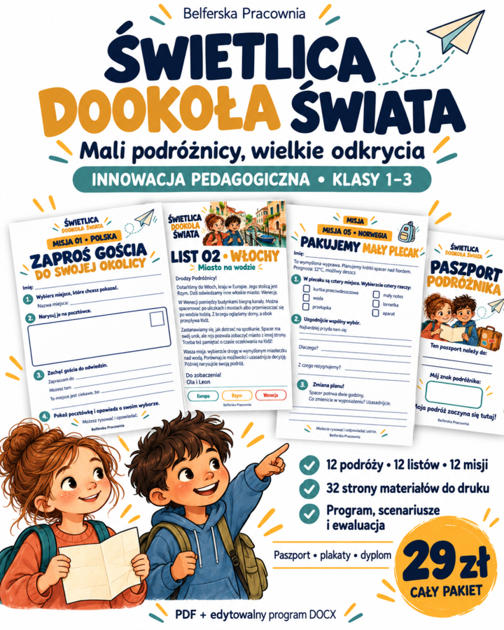 🌍✈️ ŚWIETLICA DOOKOŁA ŚWIATA- innowacja pedagogiczna, klasy 1-3