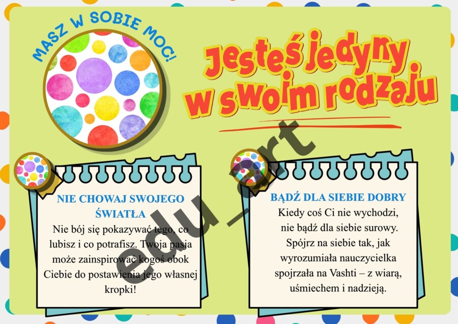 DZIEŃ KROPKI – Pakiet Edukacyjno-Dekoracyjny: Baner, Gazetka Szkolna, Zadania + Kropki Mocy (24 str.)