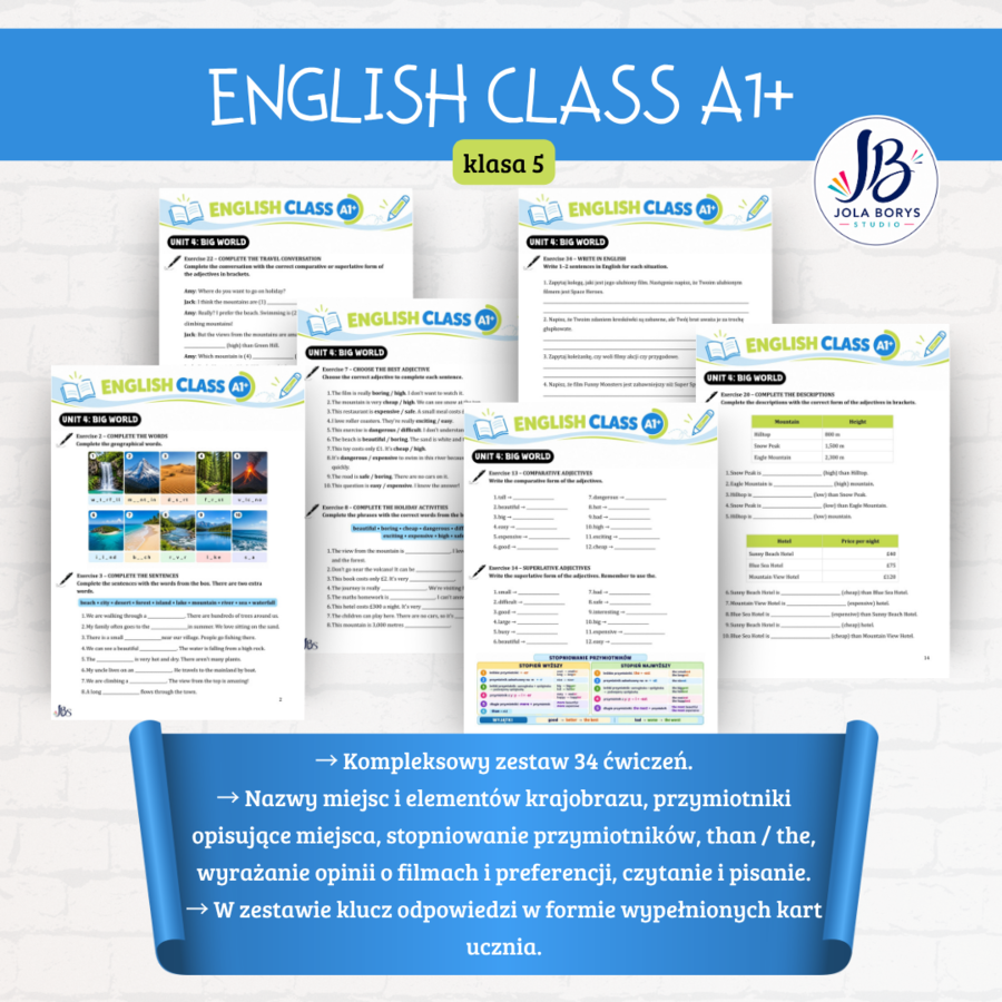 English Class A1+ – Unit 4 Big World | 34 ćwiczenia + odpowiedzi