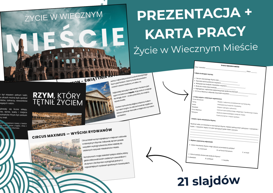 Życie w starożytnym Rzymie – prezentacja 21 slajdów  + karta pracy