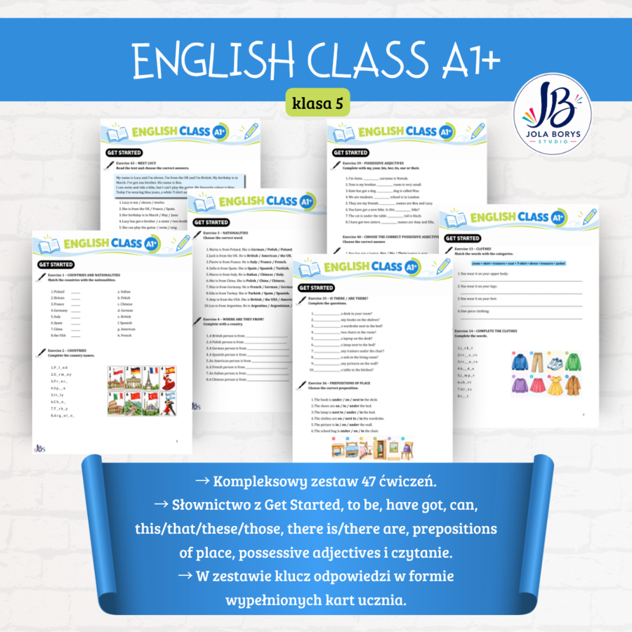English Class A1+ – Get Started | 47 ćwiczeń + odpowiedzi