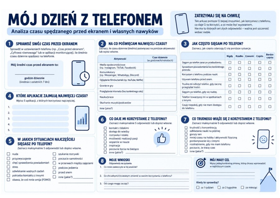 Planer dobrostanu i cyfrowych nawyków nastolatka