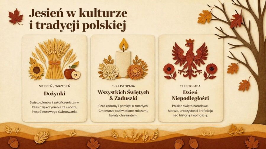Jesień – prezentacja edukacyjna. Przyroda, zwierzęta, pogoda i tradycje