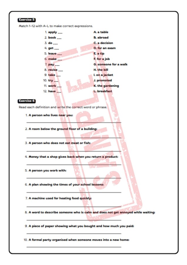 E8 Vocabulary Practice – Zestaw 12 zadań do egzaminu 8-klasisty z języka angielskiego (słownictwo, tłumaczenia, kolokacje, słowotwórstwo i reakcje językowe) | Klasy 7–8 | A2–B1 + Answer Key