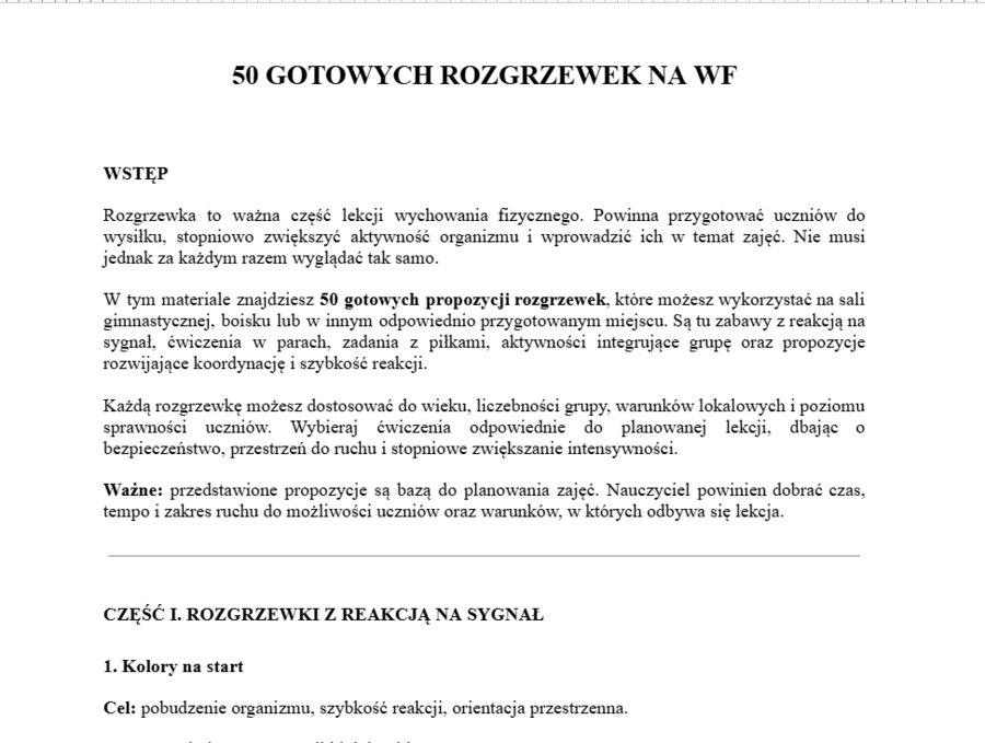 50 gotowych rozgrzewek na lekcje wychowania fizycznego.