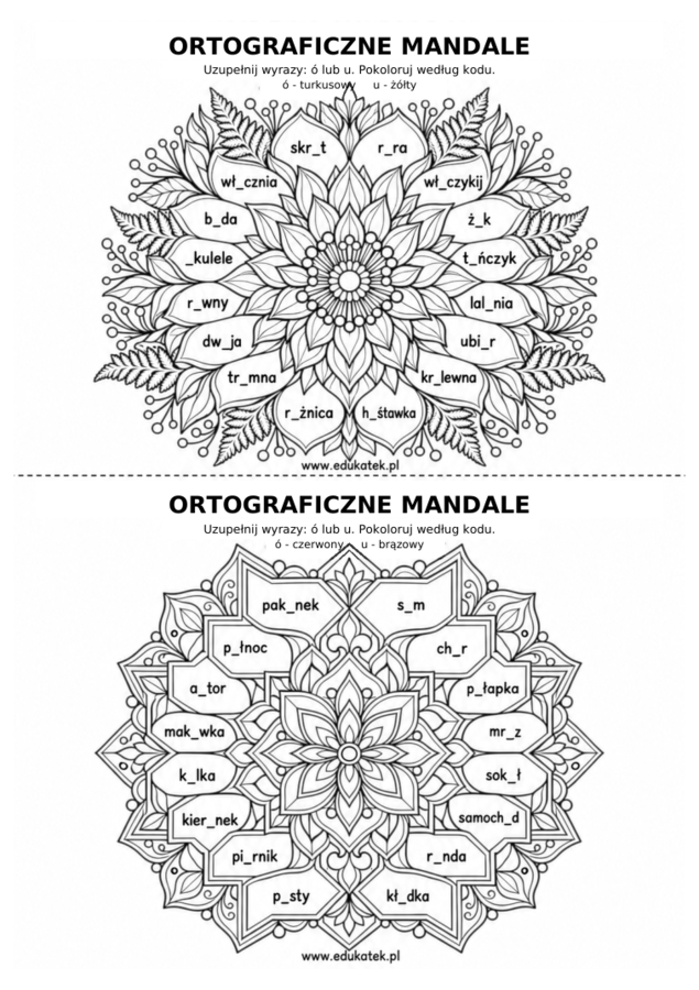 Ortograficzne mandale– utrwalanie pisowni trudnych wyrazów