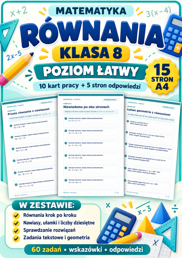 RÓWNANIA-ŁATWE- klasa 8
