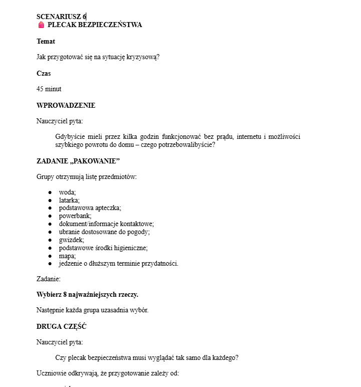 10 scenariuszy lekcji wychowawczych o bezpieczeństwie (2026/2027)