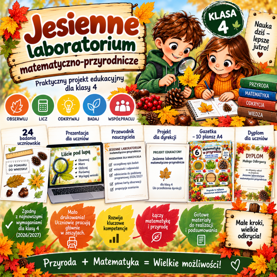Jesienne laboratorium- projekt matematyczno - przyrodniczy dla klasy 4 SP