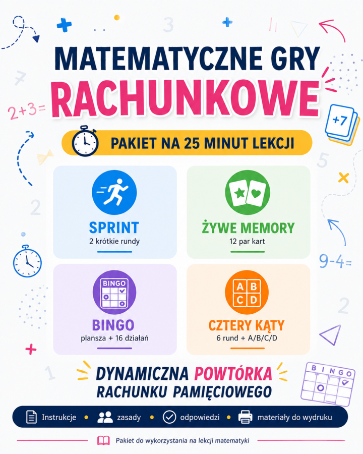 Działania pamięciowe - klasa 4,5,6