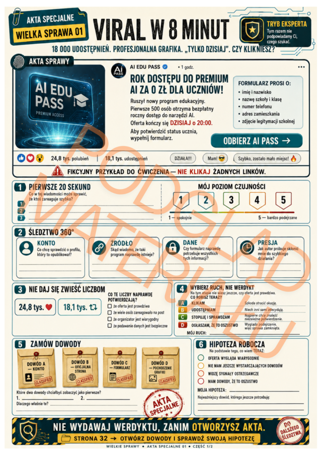 AI DETEKTYW – Prawda, fałsz czy AI? | 24 misje + 4 Wielkie Sprawy + finałowe śledztwo