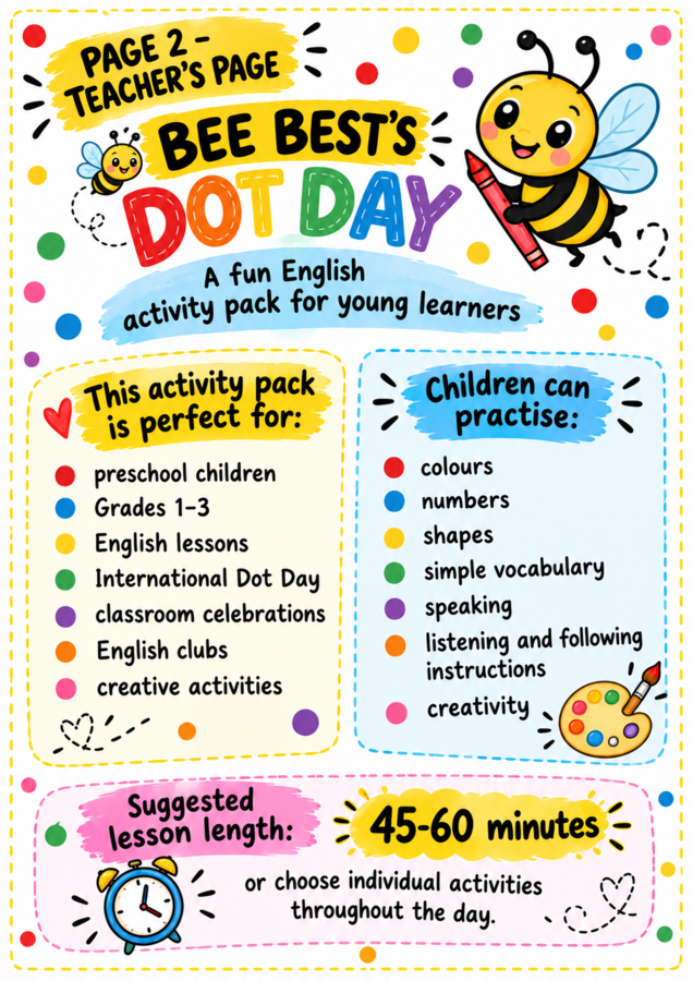 Dot Day - Bee Best - activity book - karty pracy - handouts - printouts