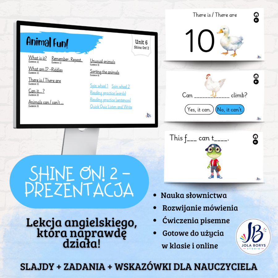 Shine On! 2 – Unit 6 Animal Fun! | prezentacja do lekcji + gry i ćwiczenia