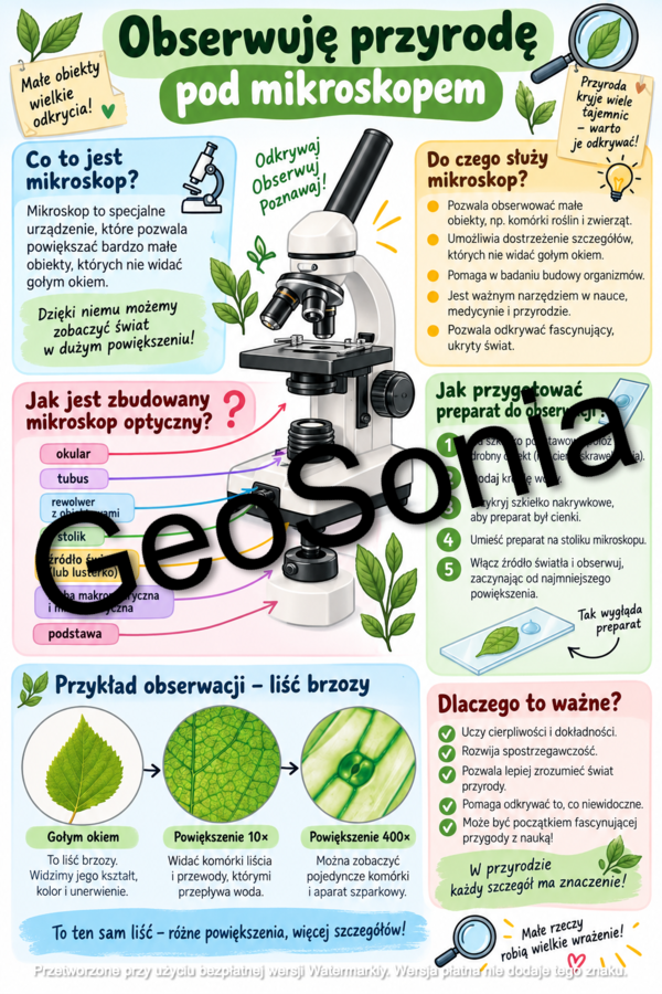 Obserwuję przyrodę pod mikroskopem przyroda klasa 4 nowy podręcznik sketchnotka
