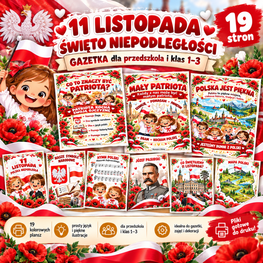 GAZETKA „11 LISTOPADA – ŚWIĘTO NIEPODLEGŁOŚCI” PRZEDSZKOLE I KLASY 1-3