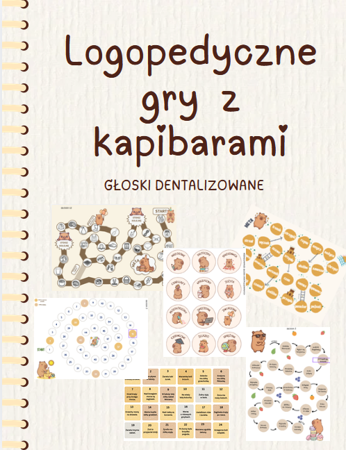 Logopedia - Gry z kapibarami - głoski dentalizowane:  syczące, szumiące i ciszące