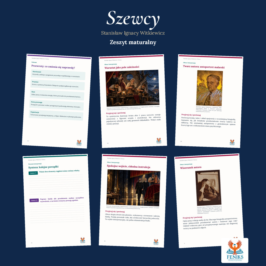 Szewcy — Stanisław Ignacy Witkiewicz | Zeszyt maturalny: szczegółowe omówienie, 106 zadań i klucz odpowiedzi