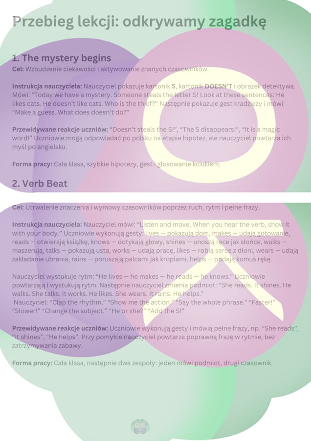 THE "S" MYSTERY: Present Simple through Song, Movement and Speaking (Worksheet Pack A1)