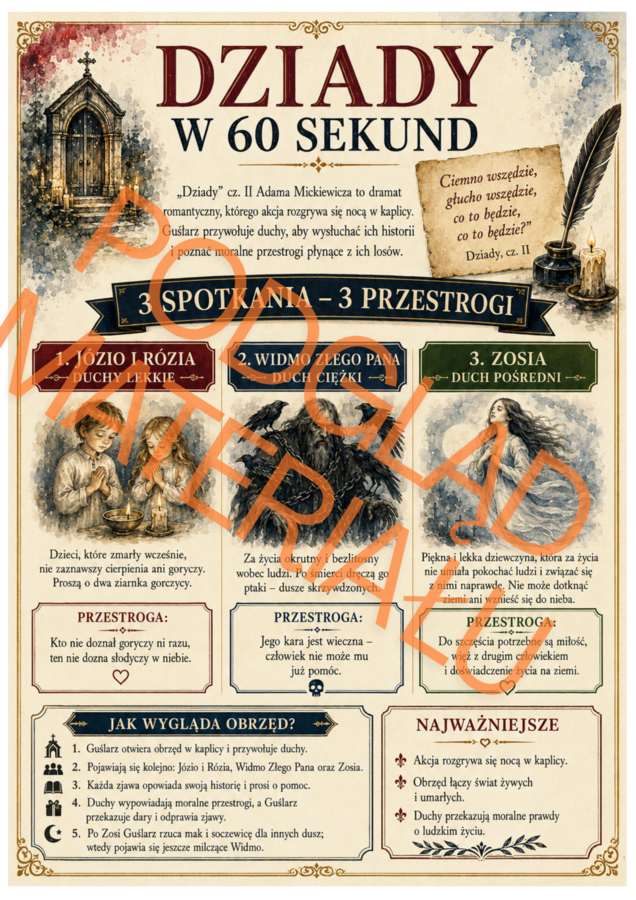 Narodowe Czytanie 2026 – „Dziady” Adama Mickiewicza | gazetka szkolna + dekoracje XXL + napisy + zakładki + dyplomy | 70 stron PDF