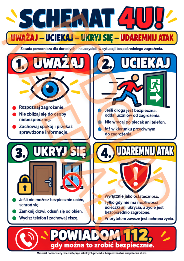 WIEM, CO ROBIĆ! Bezpieczeństwo w szkole i poza nią – gazetka XXL + scenariusz, klasy IV–VIII