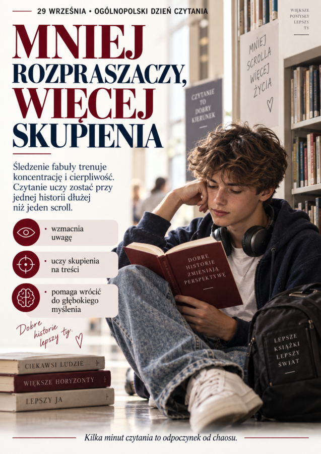 Psychologia czytania-gazetka na dzień czytania, plakaty o bezcenności książek