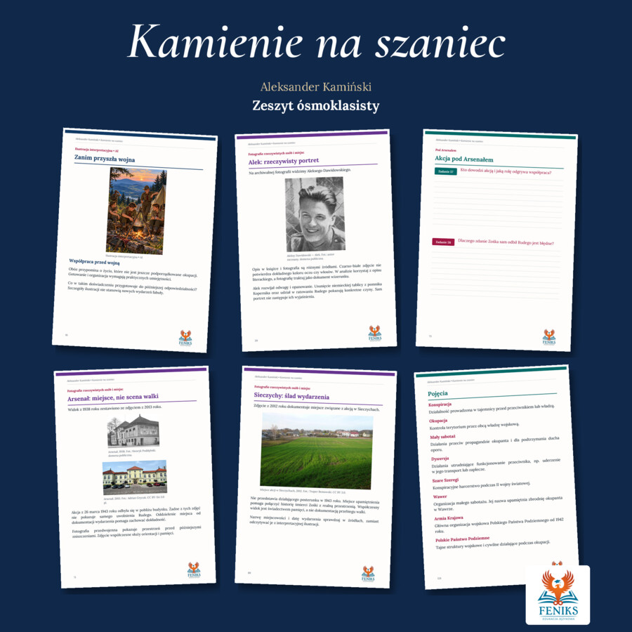 Kamienie na szaniec — Aleksander Kamiński | Zeszyt ósmoklasisty: szczegółowe omówienie, 120 zadań i klucz odpowiedzi