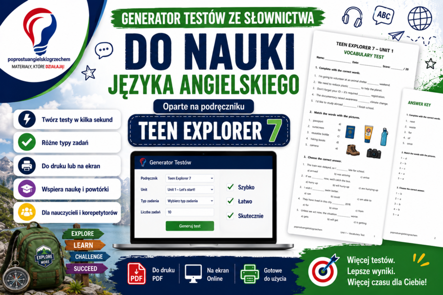 Generator testów Teen Explorer 7, Unit 1
