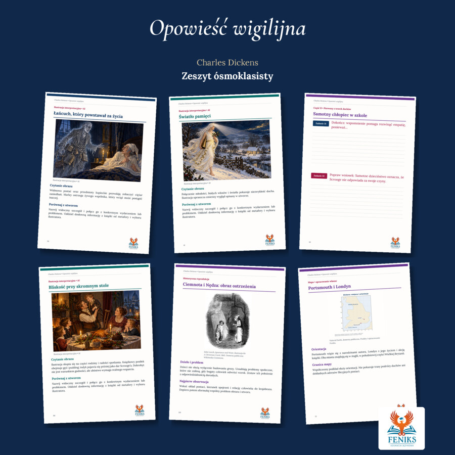 Opowieść wigilijna — Charles Dickens | Zeszyt ósmoklasisty: szczegółowe omówienie, 180 zadań i klucz odpowiedzi