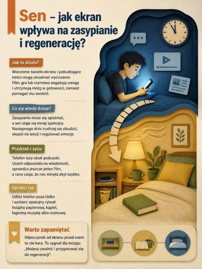 Twój mózg potrzebuje OFFLINE – higiena cyfrowa, czas ekranowy i koncentracja | 9 plansz edukacyjnych