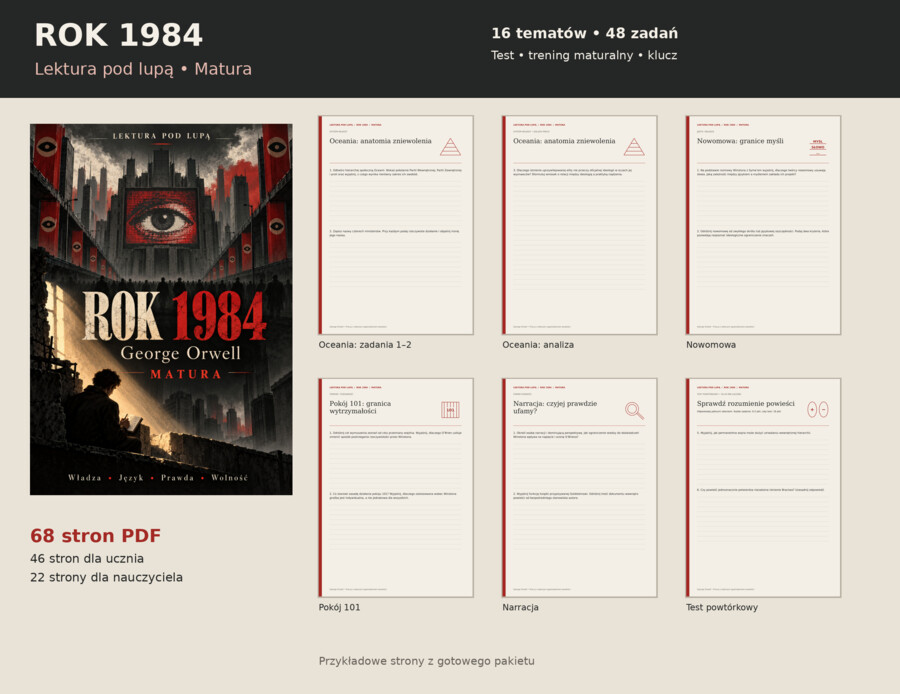 ROK 1984 – LEKTURA POD LUPĄ – MATURA,  Karty pracy,