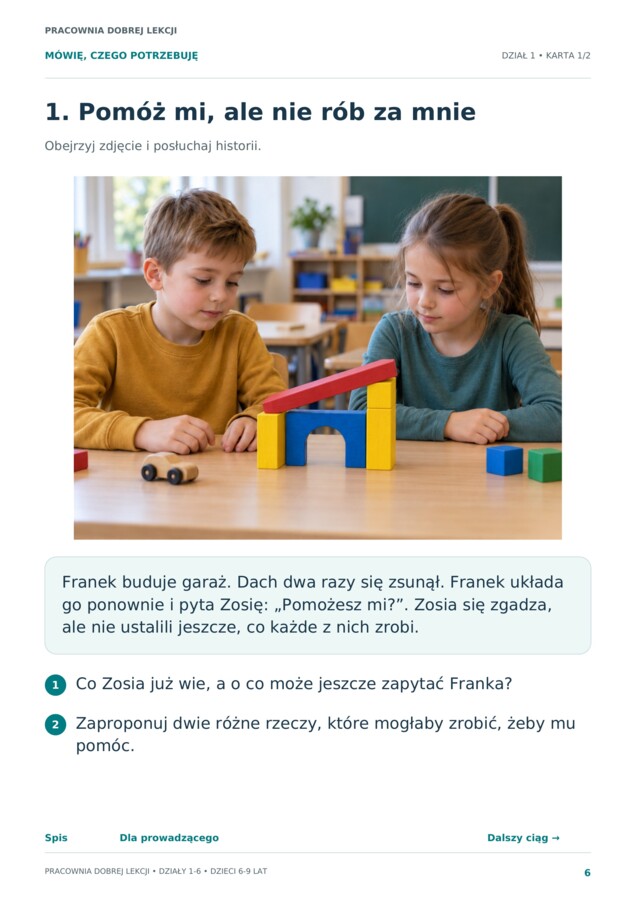 Mówię, czego potrzebuję. Rewalidacja i komunikacja dzieci 6–9 lat – 24 sytuacje